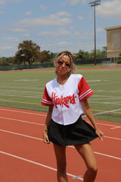 Huskers Cropped Baseball Jersey In White