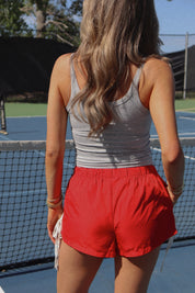 Varsity Red Track Short