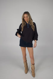 Rowan Navy Polo Sweater
