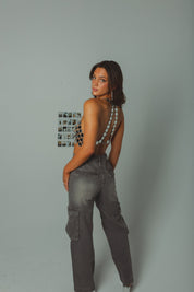 Black Vintage Wash Cargo Jean
