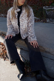 Snow Leopard Faux Fur Jacket
