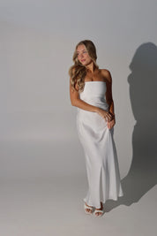 Noele Strapless Satin Maxi Dress