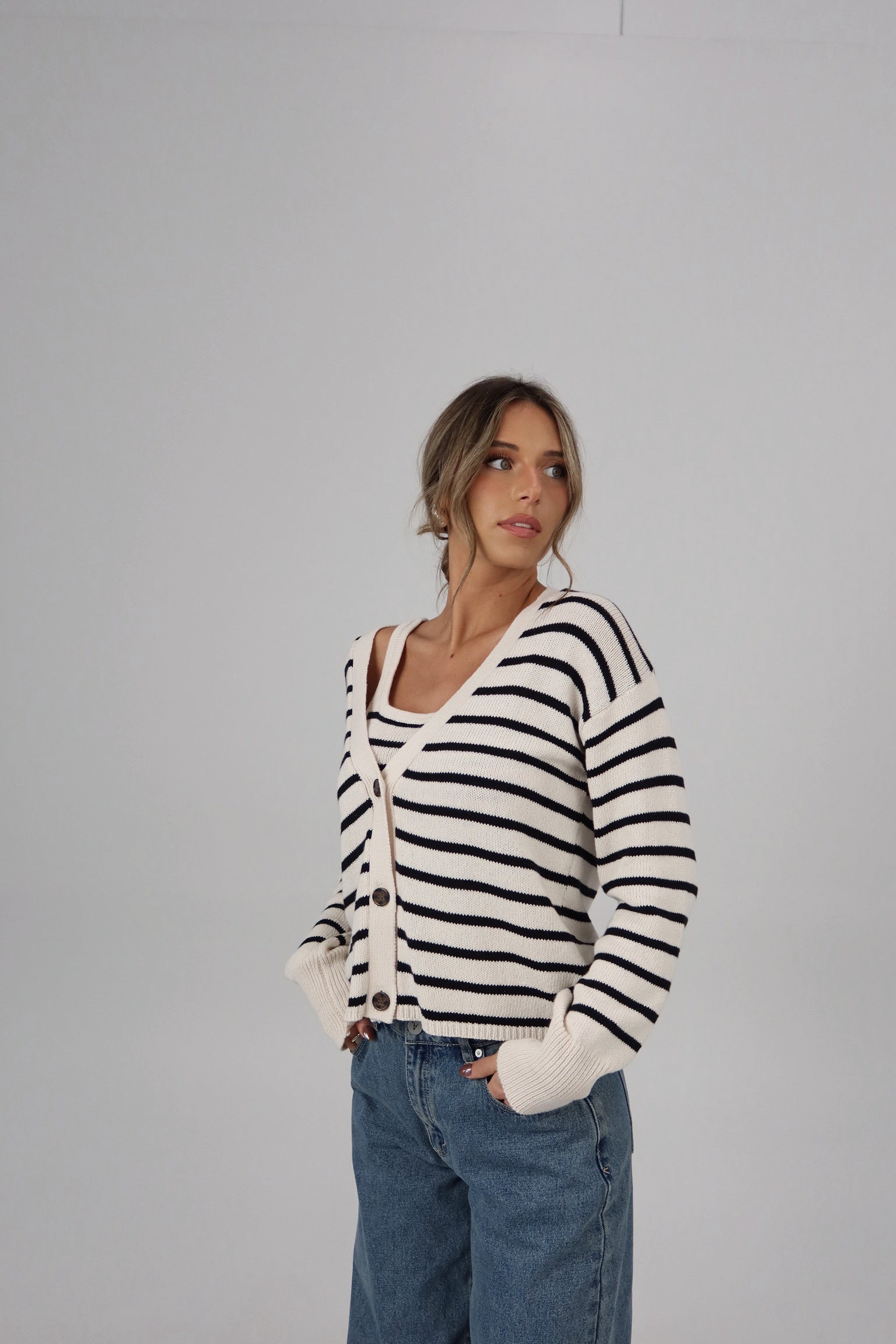 The Striped Knit Cardigan & Tank Set