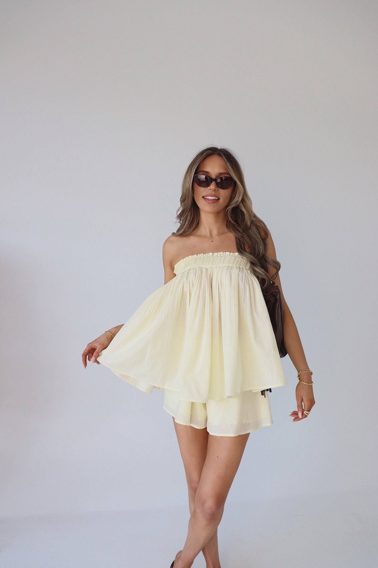Lydia Light Yellow Short Set