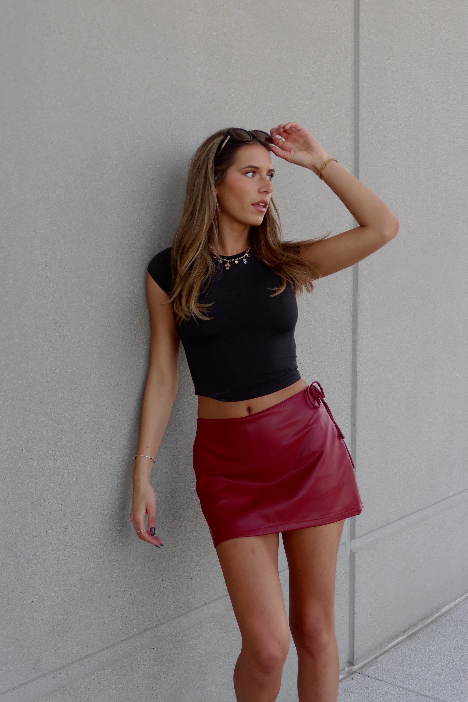 Pleather Side-Tie Mini Skort