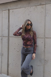 Ezra Floral Mesh Long Sleeve Top