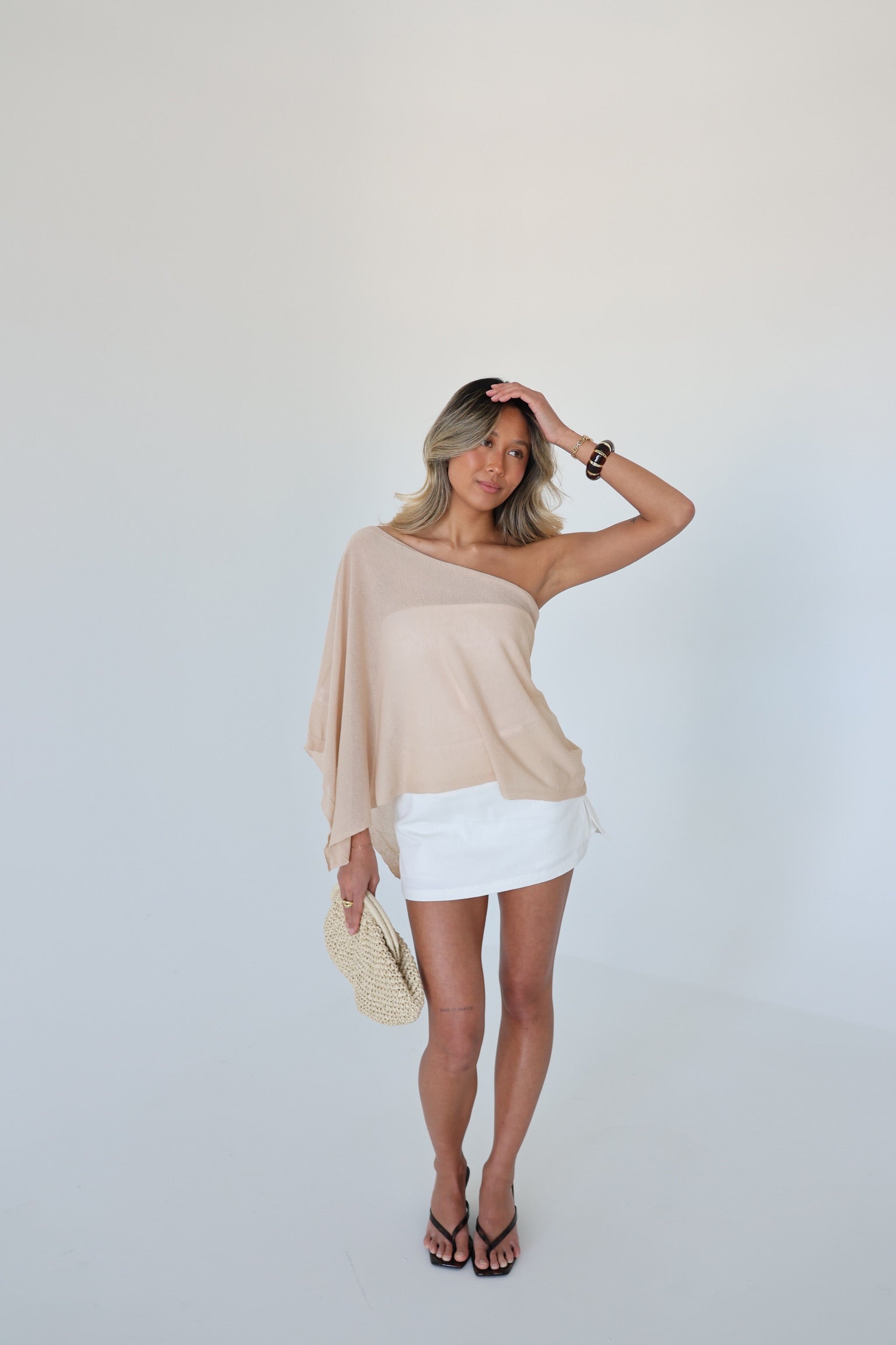 White Linen Blend Mini Skort