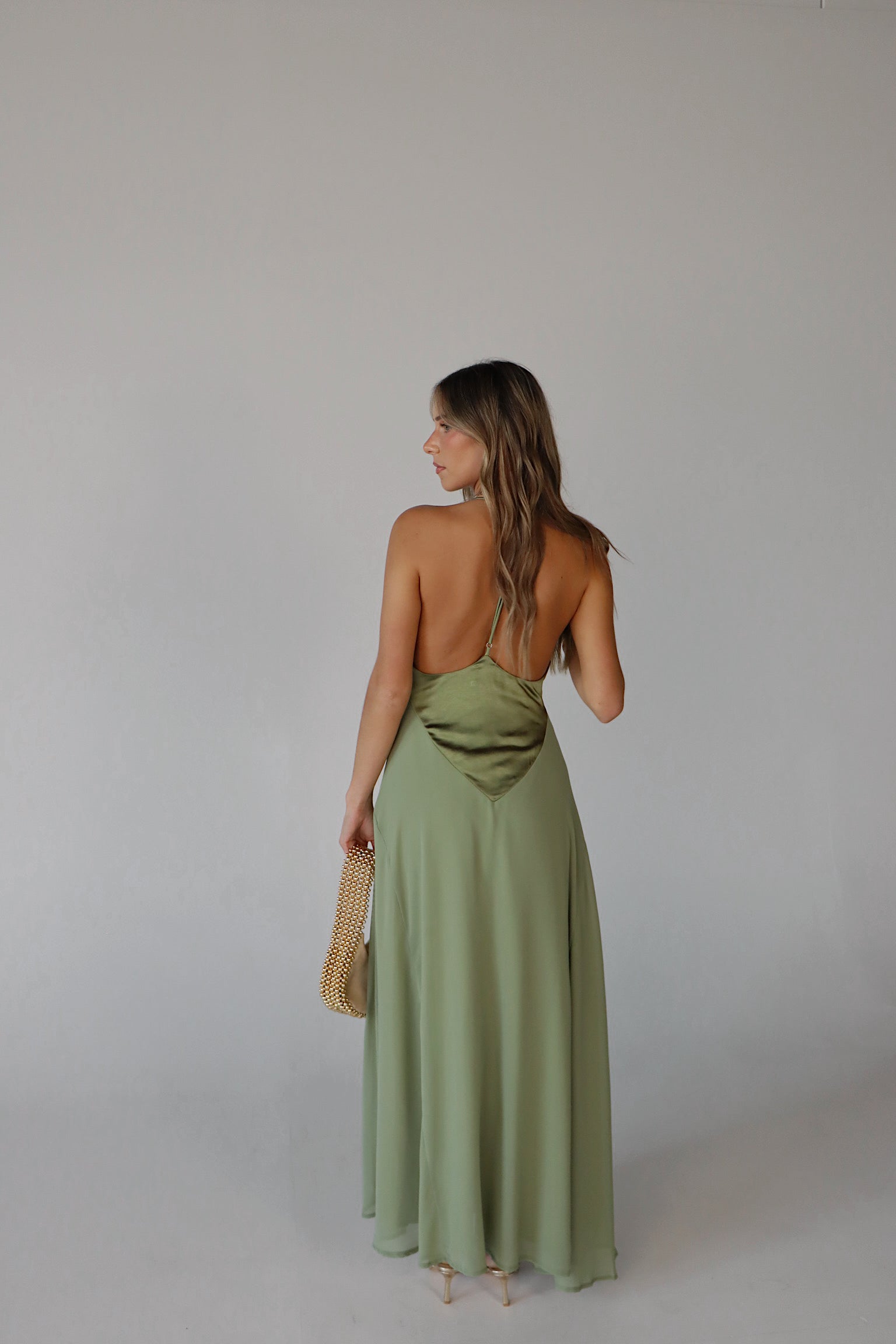 Giada Contrast Maxi Dress in Olive