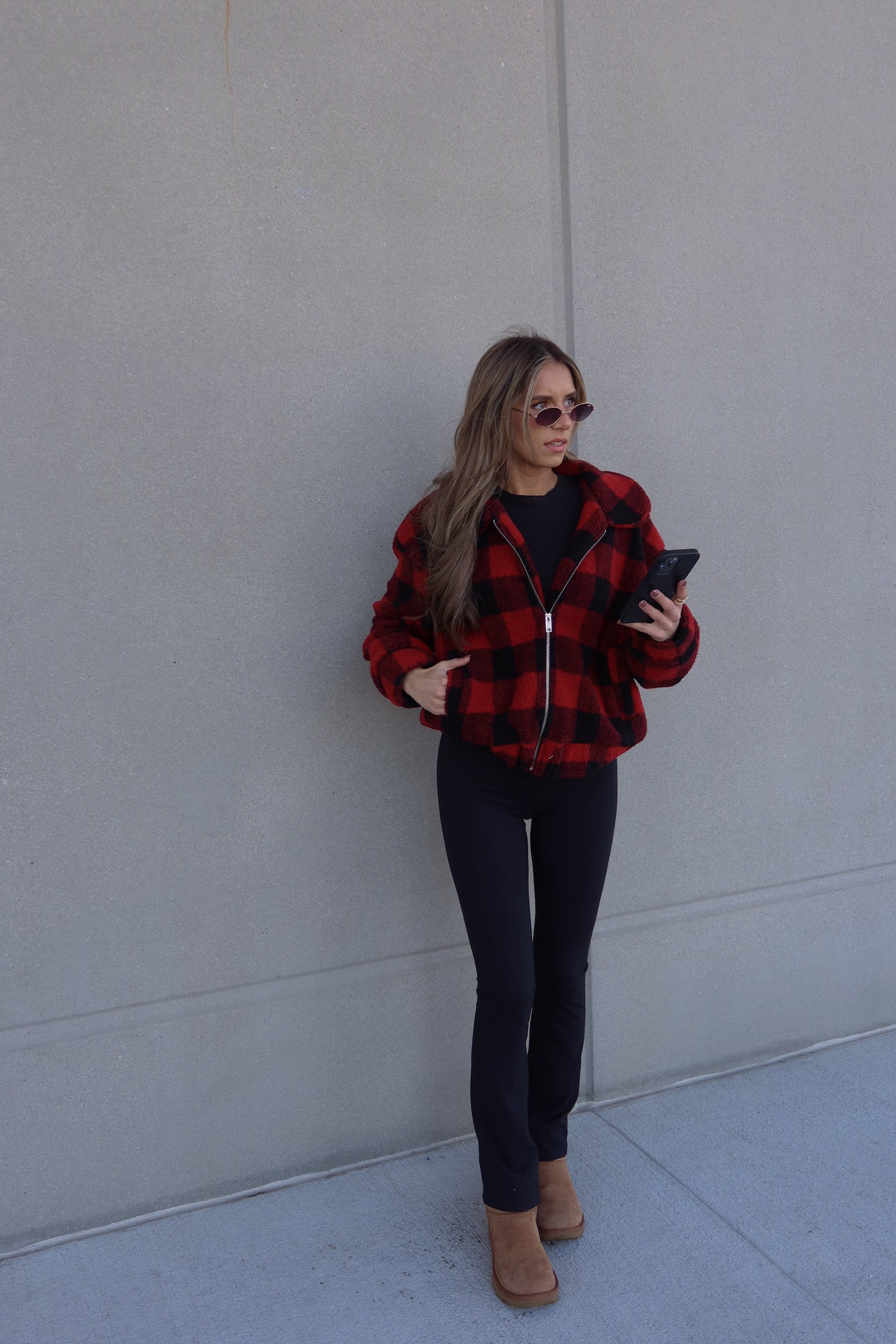 Jax Red Plaid Sherpa Coat