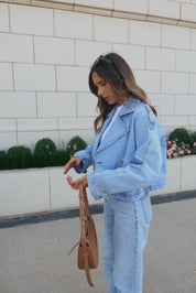 RESTOCKED :Cropped Denim Trench Jacket