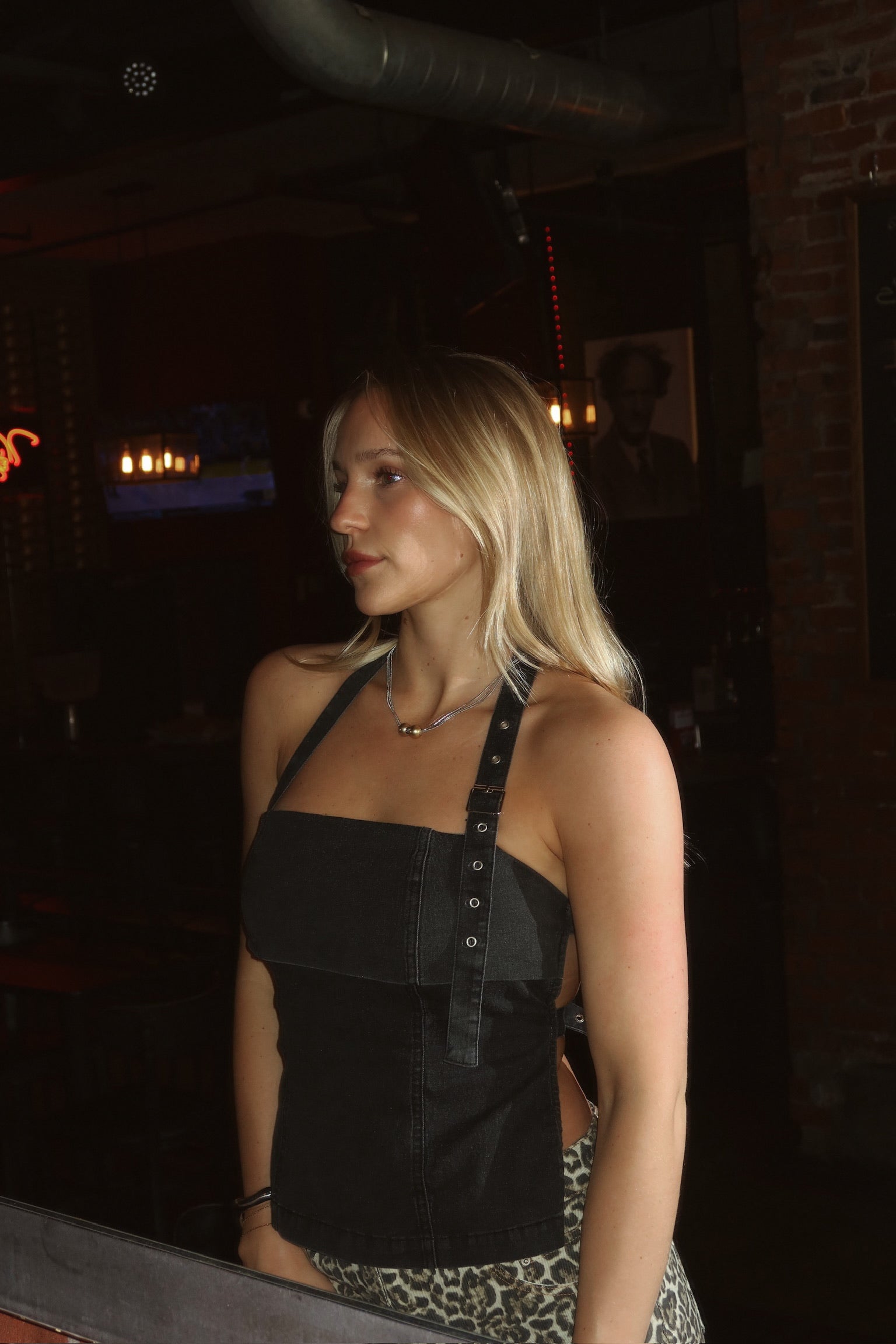 Wren Denim Halter Top In Black
