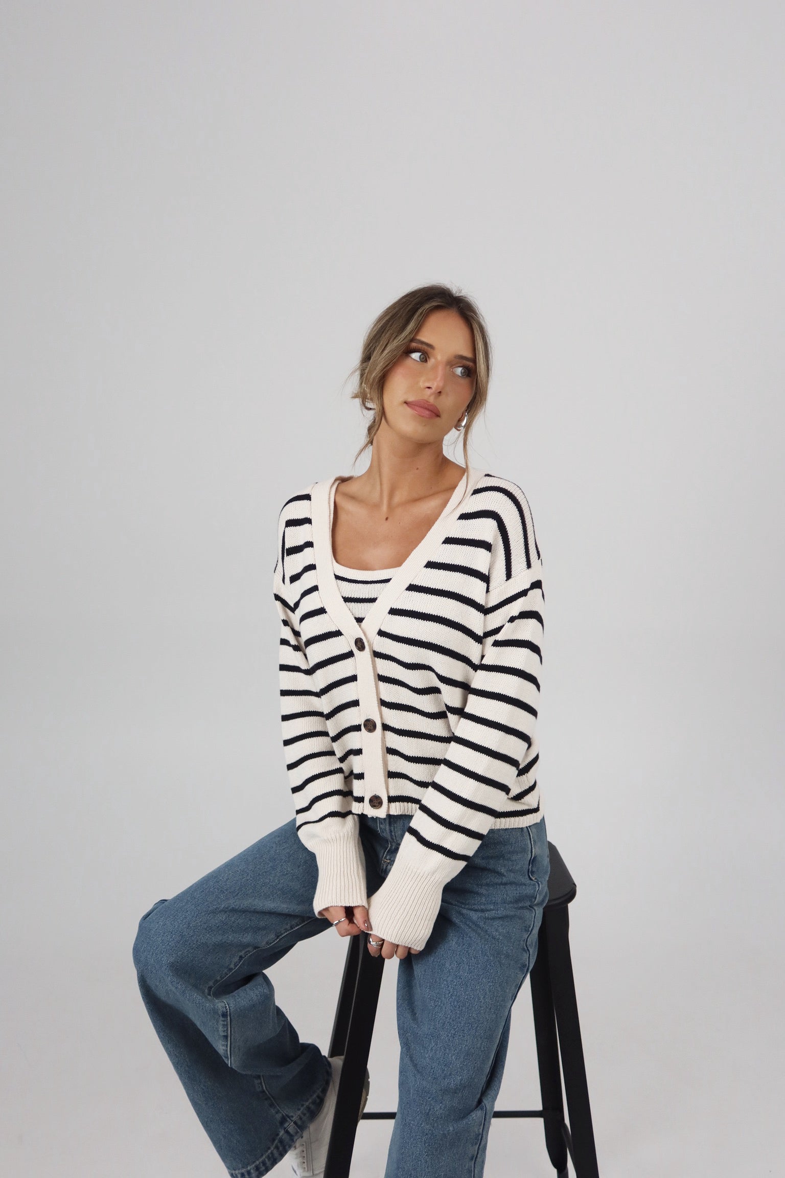 The Striped Knit Cardigan & Tank Set