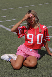 Zip-Up Cropped Nebraska Jersey In Red