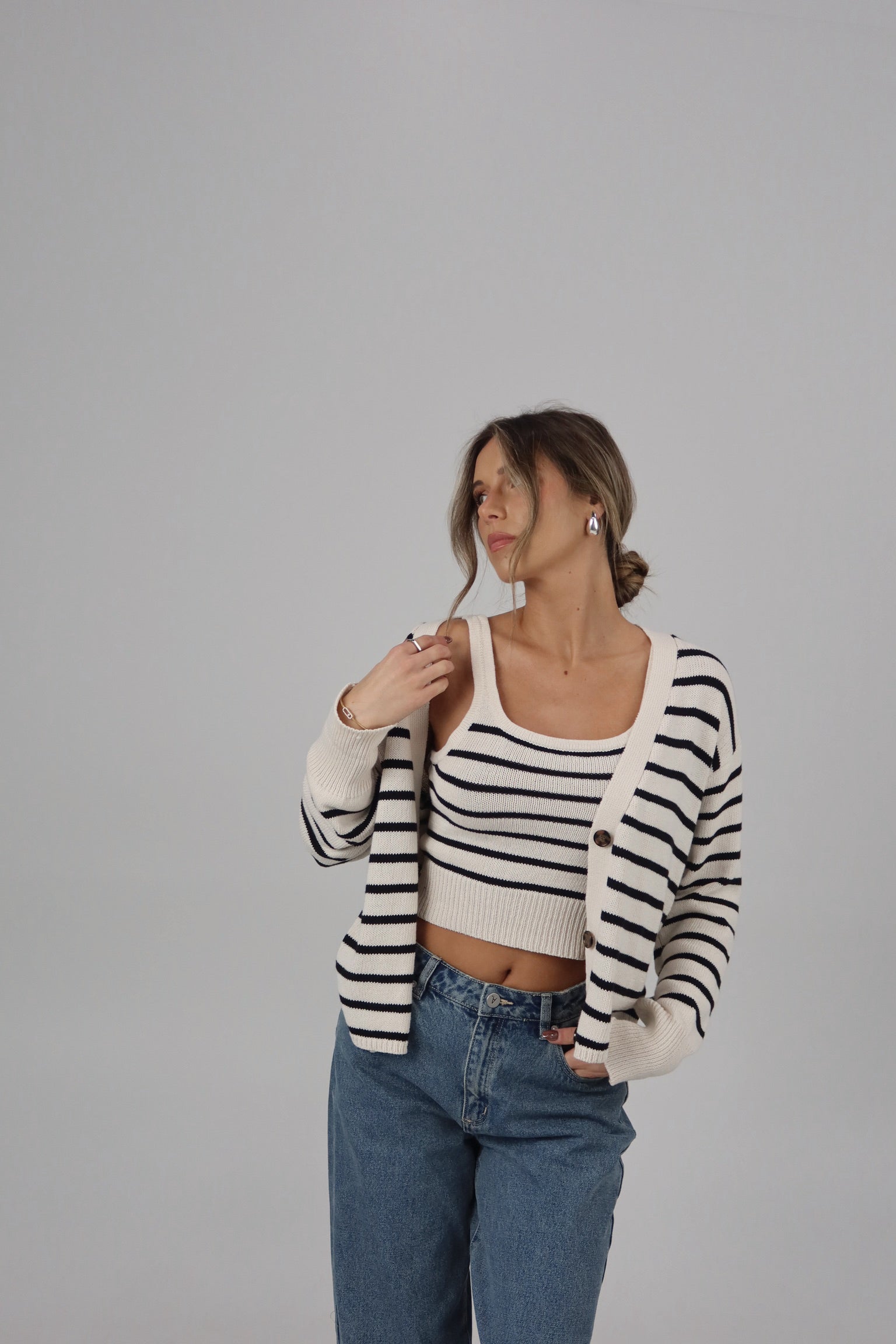 The Striped Knit Cardigan & Tank Set