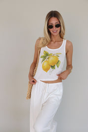 Fresh Lemoncello Rib Tank In White
