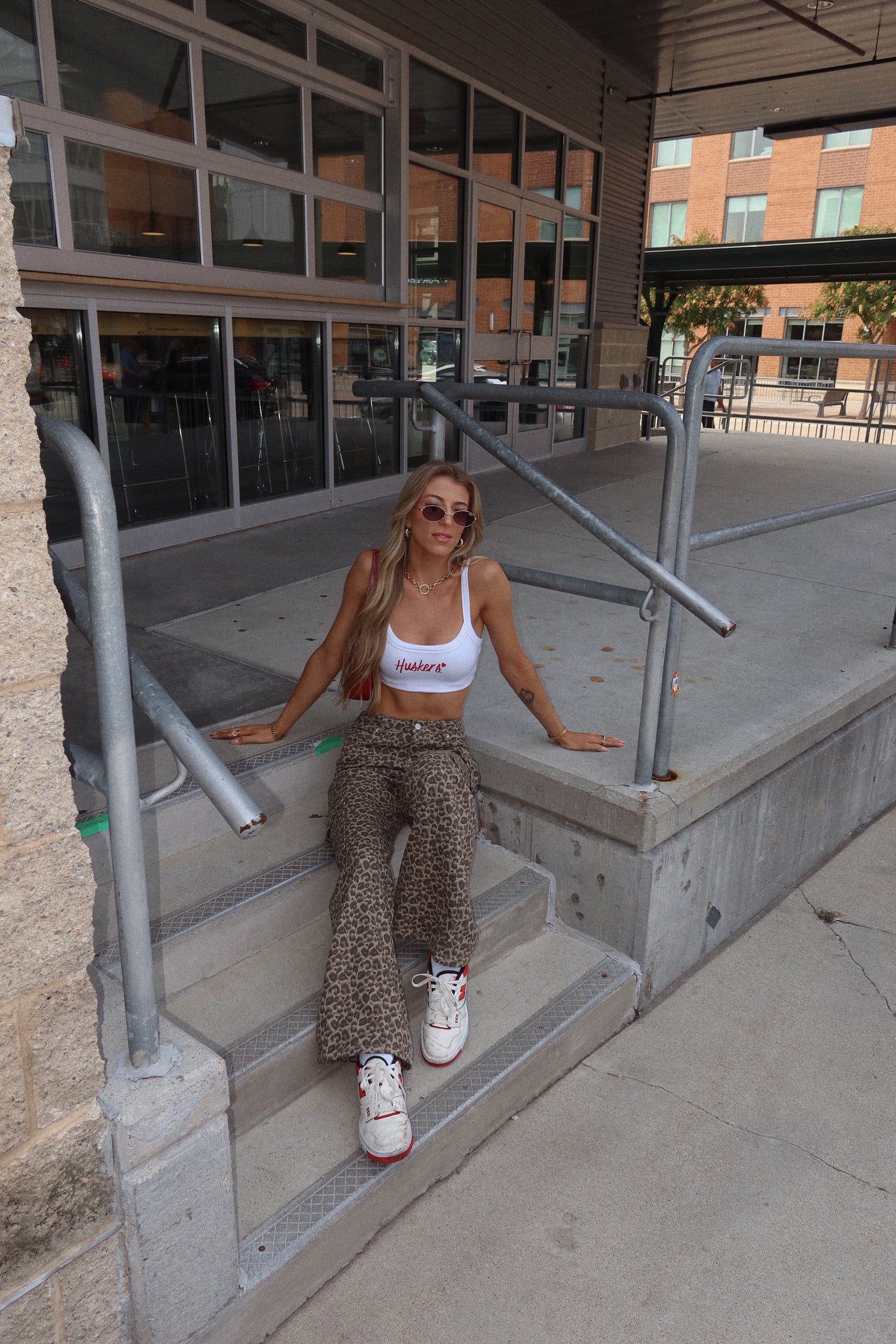 Mid Rise Leopard Print Cargo Pants