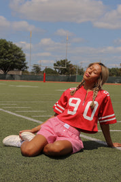 Zip-Up Cropped Nebraska Jersey In Red