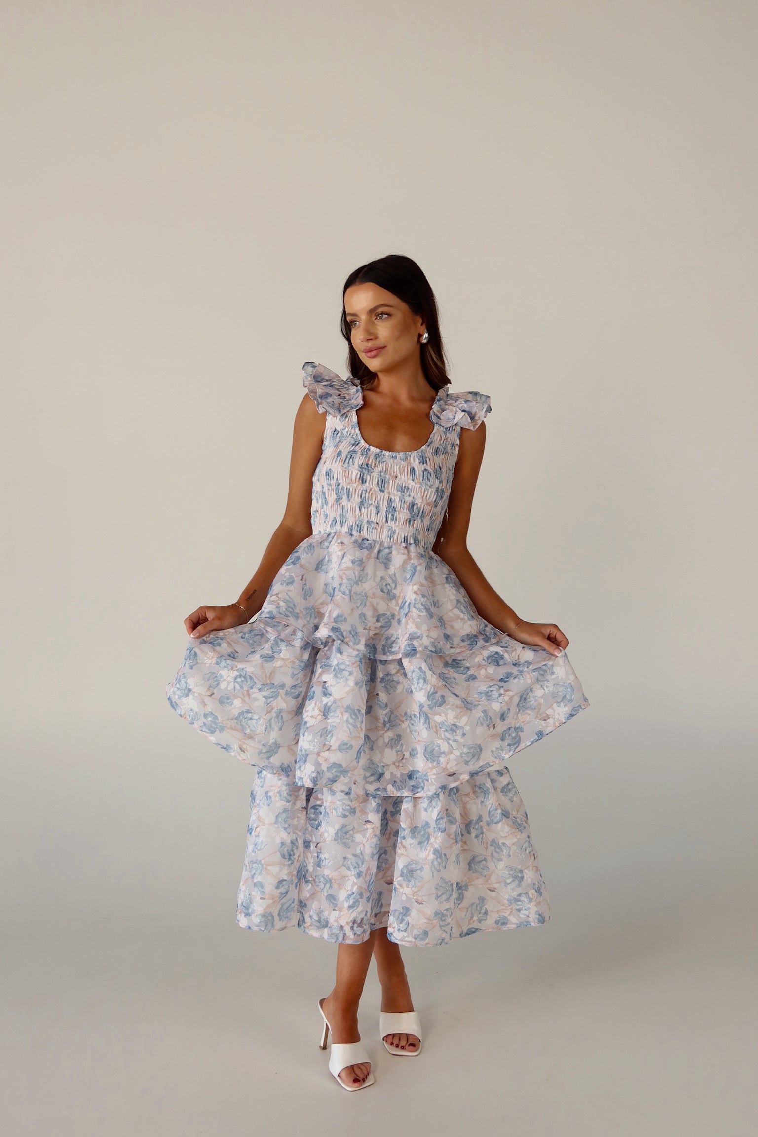 Veda Floral Tiered Midi Dress – Madida Clothing