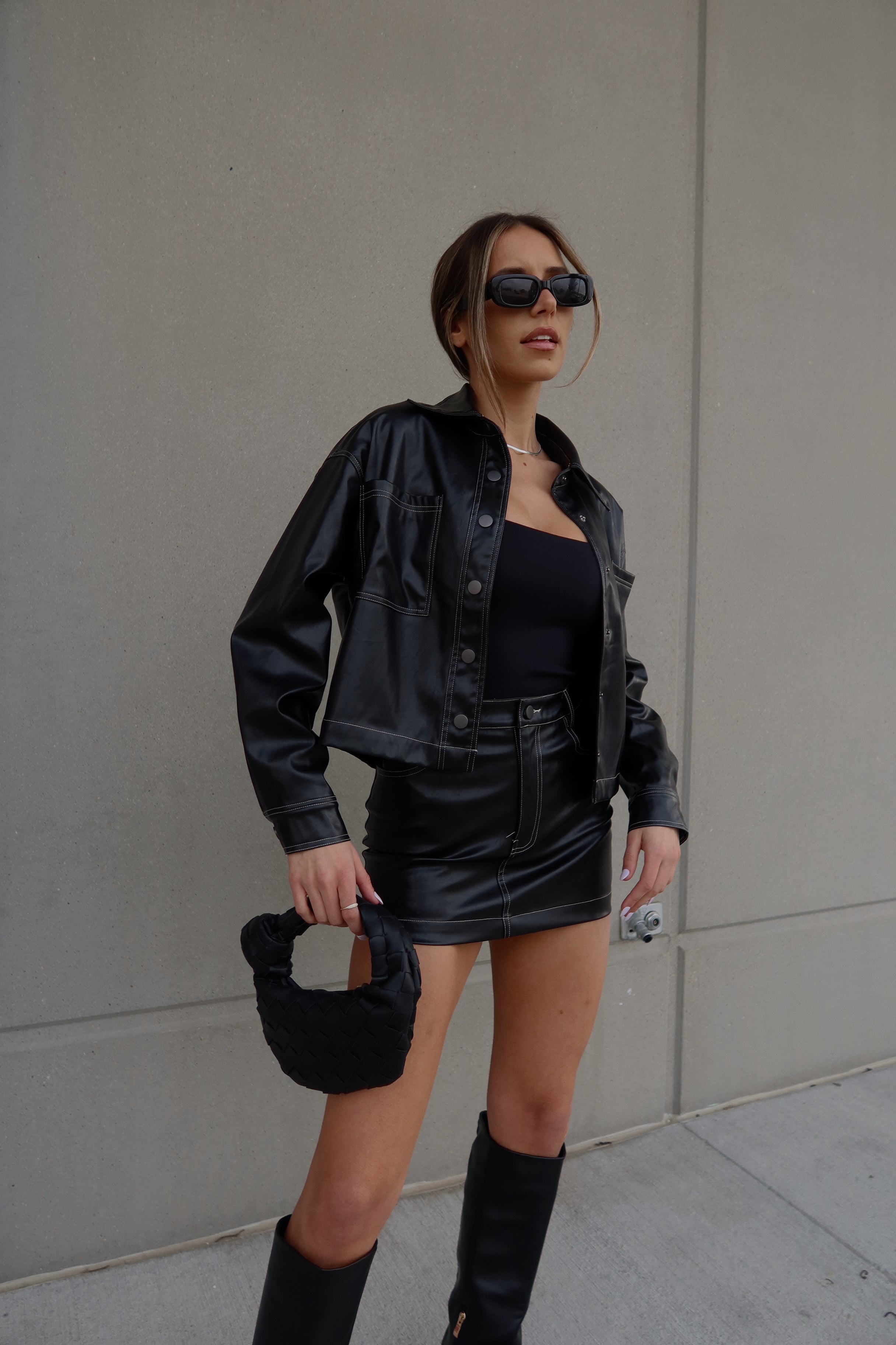 Ana Cropped Leather Jacket