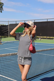 Navy Striped Boxy Tee