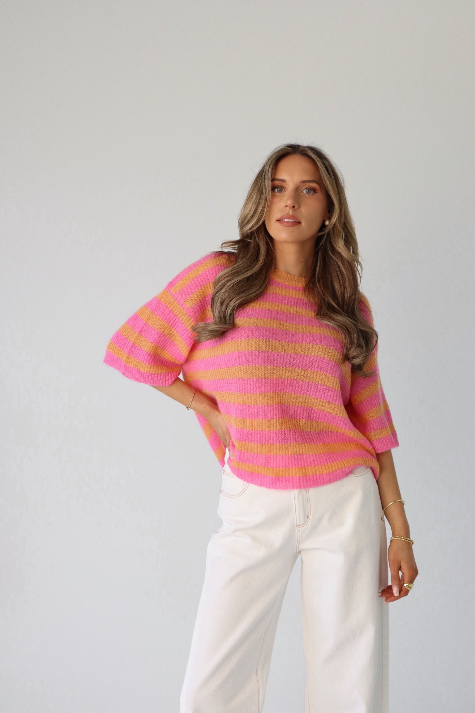 Tessa Striped Knit Short Sleeve