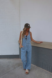 Kaeli Oversized Denim Overall Pant