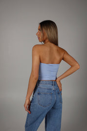 Ella Split Tube Top in Blue