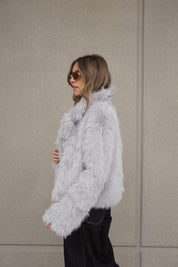 Grey Faux Fur Cropped Jacket