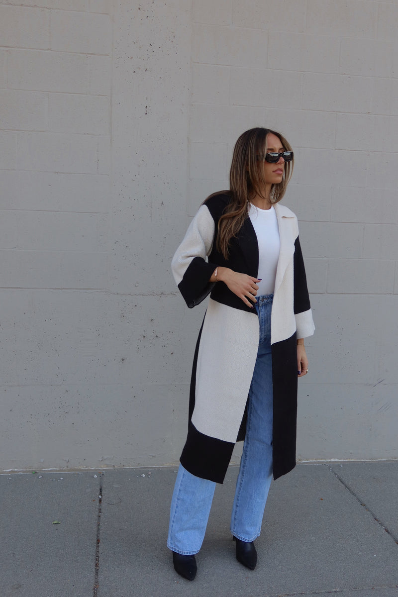 Knit Colorblock Trench
