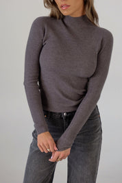 Classic Ribbed Turtleneck Sweater in Grey