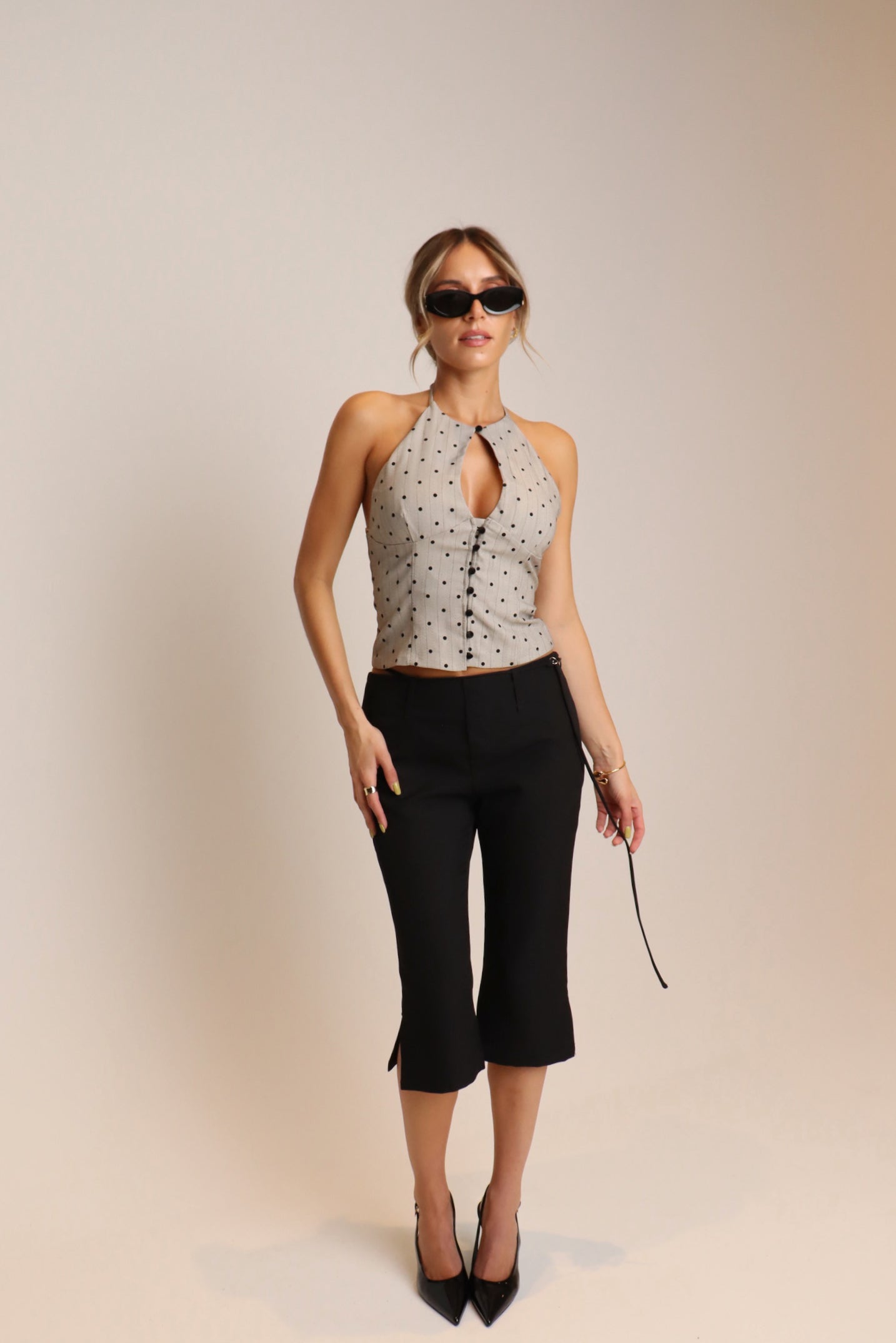 Riley Black Belted Capri