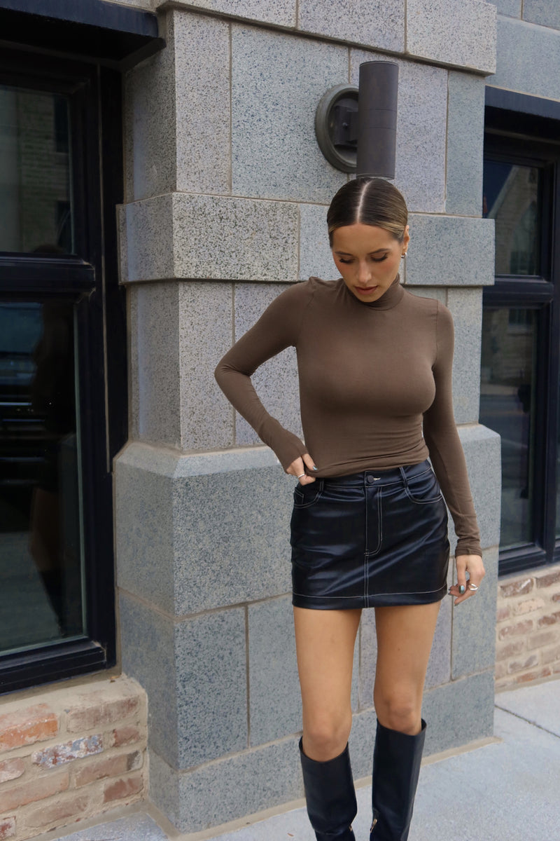Ana Black Leather Mini Skirt
