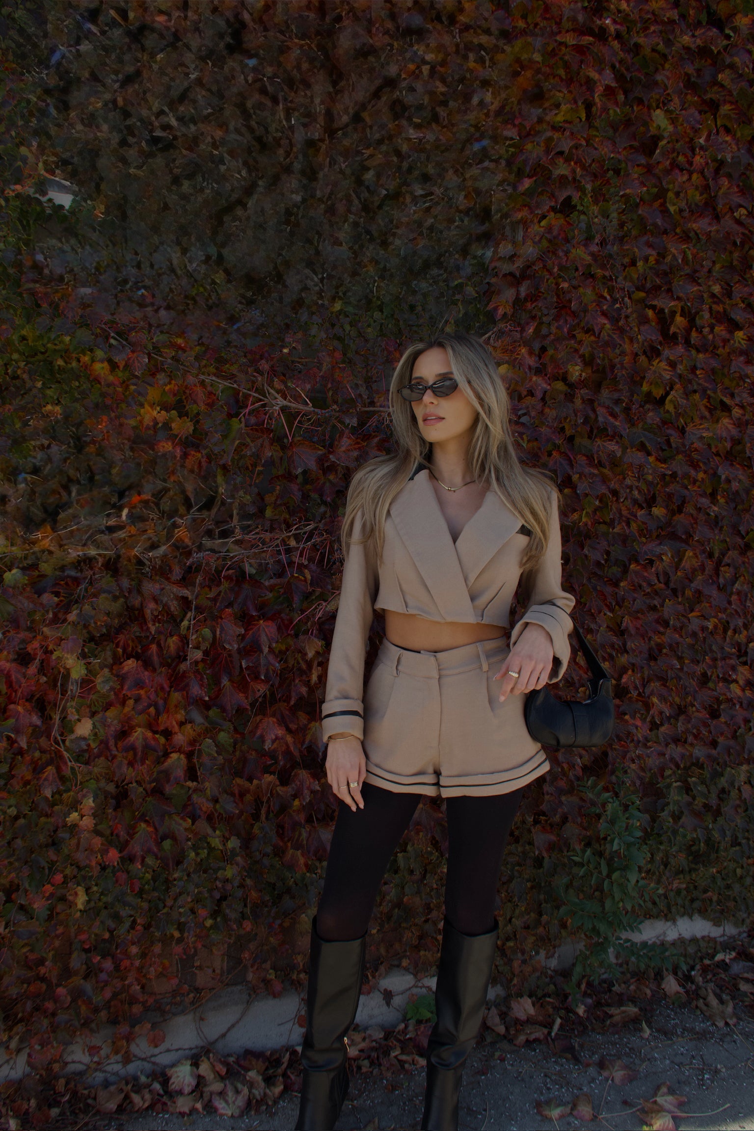 Brooklyn Structured Woven Cropped Blazer