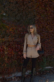 Brooklyn Structured Woven Cropped Blazer