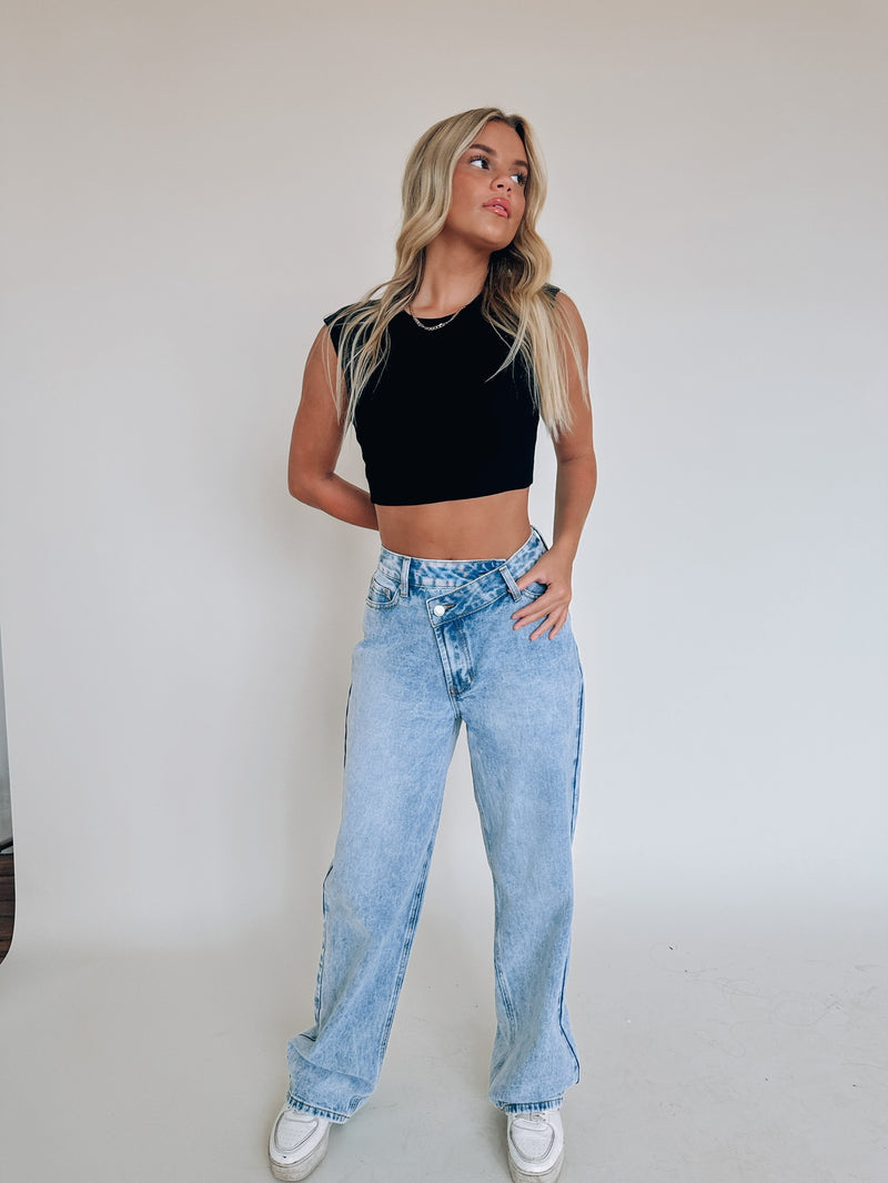 Jazlyn Crossover Denim Jeans