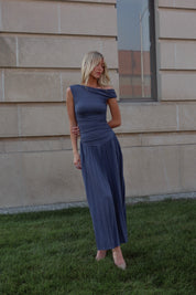 Serene One-Shoulder Pleated Maxi Dress