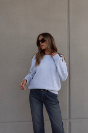 Lenny Grey Cotton Relaxed Sweater