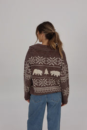 Holiday Vacation Quarter-Zip Knit in Brown/Beige