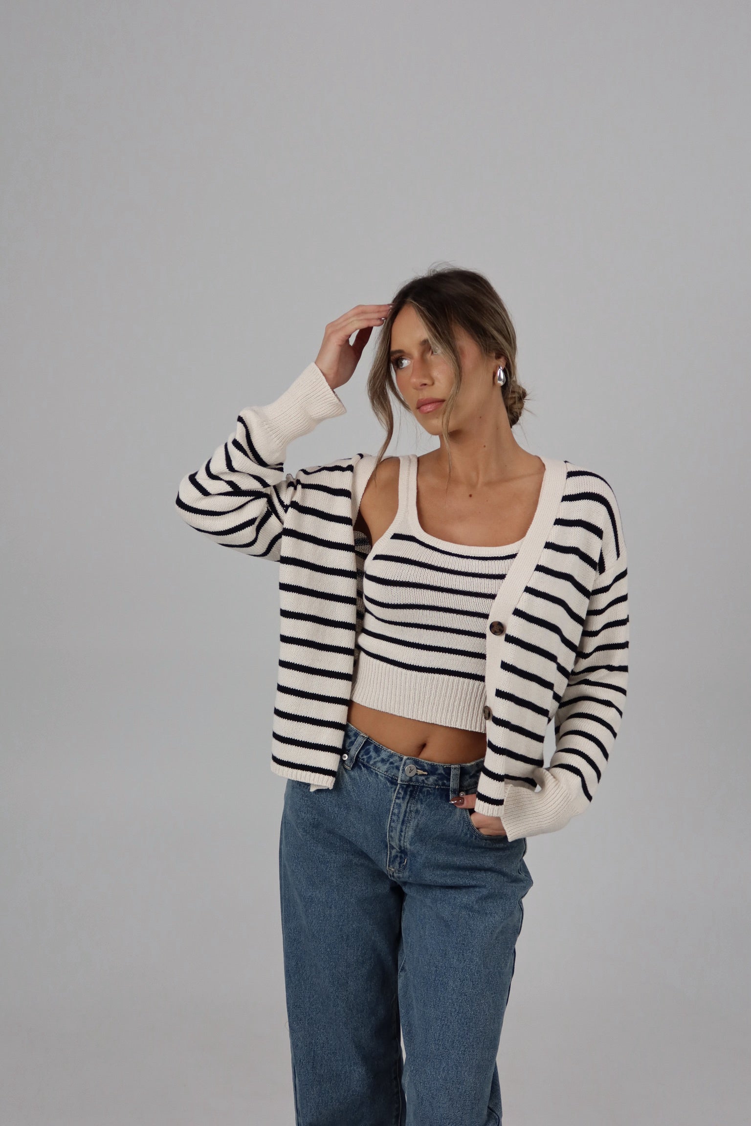 The Striped Knit Cardigan & Tank Set