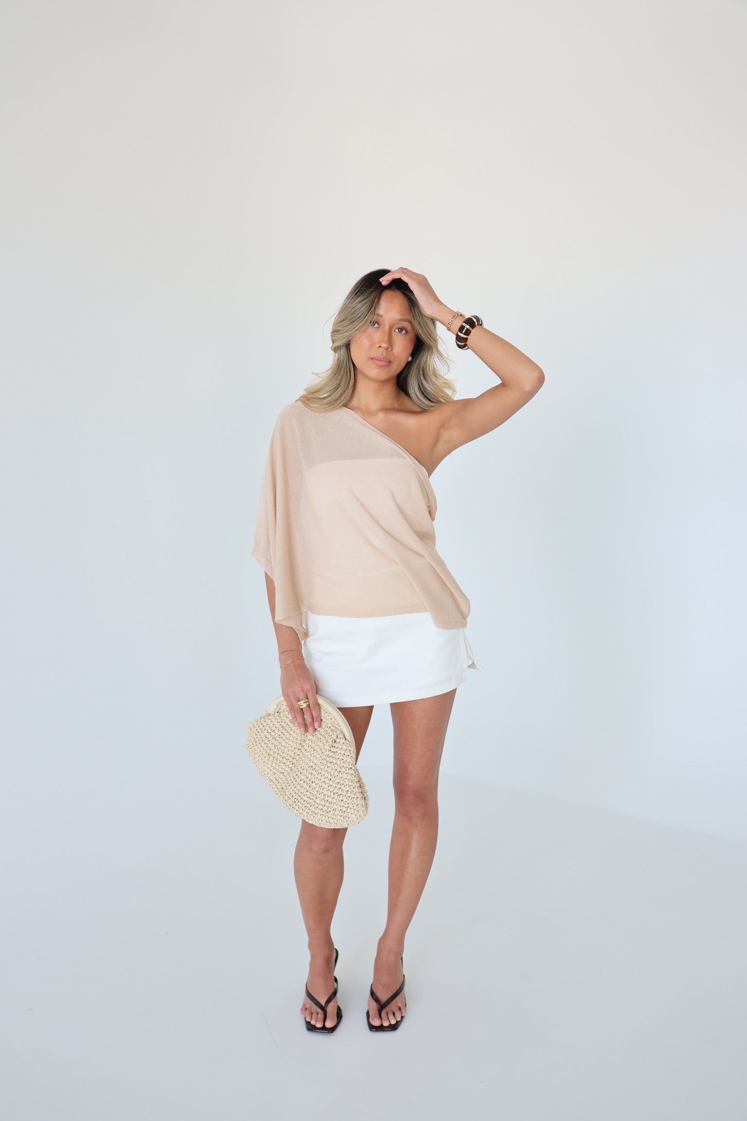 White Linen Blend Mini Skort