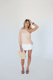 White Linen Blend Mini Skort