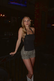 Wren Denim Halter Top In Black