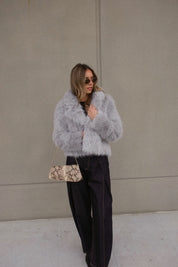 Grey Faux Fur Cropped Jacket