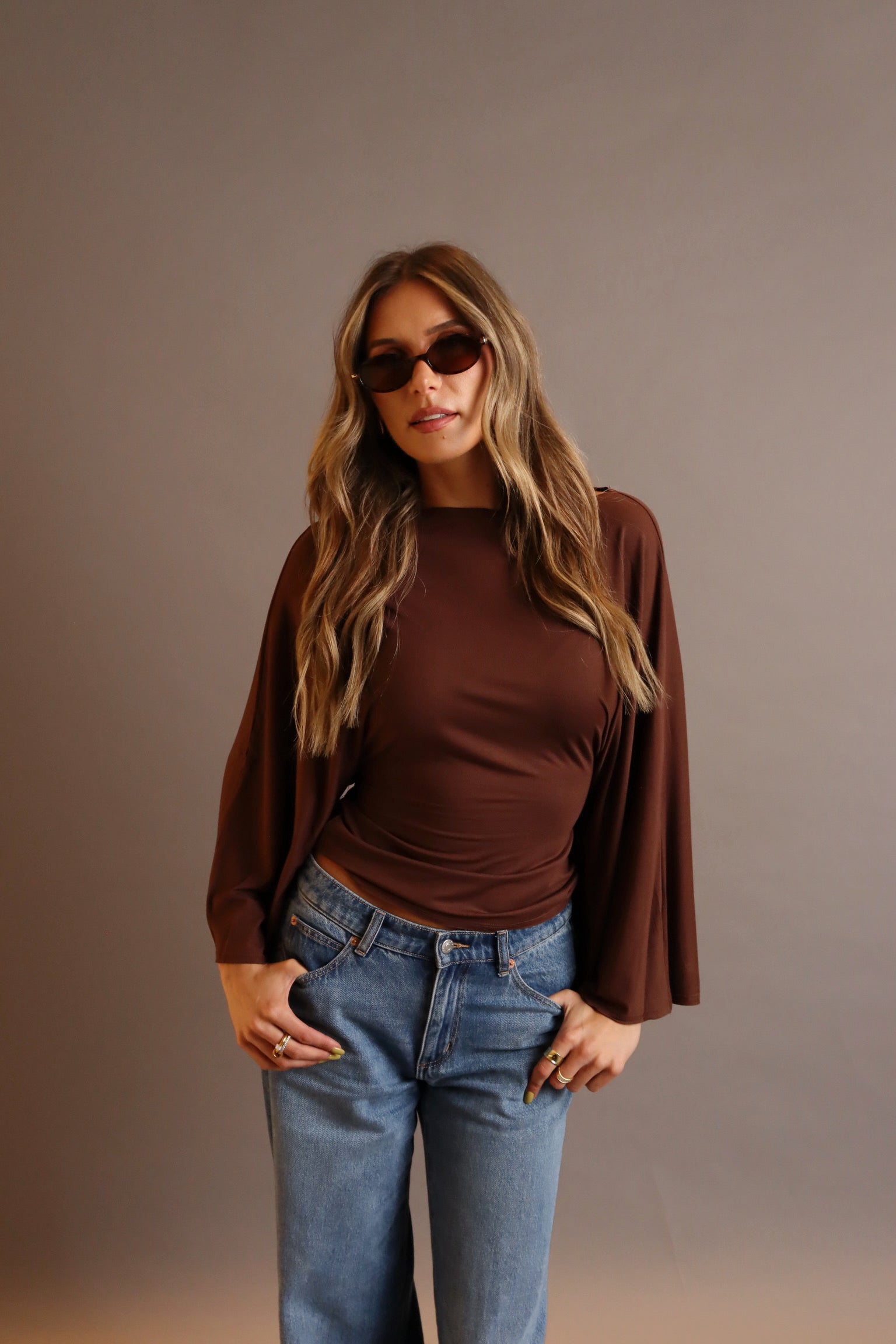 Emme Back-Tie Dolman Sleeve Top
