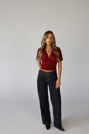 Ronnie Short Sleeve Burgundy Top