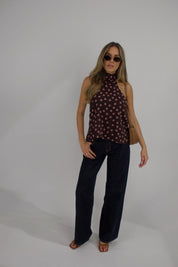 Polina Pink Polka Dot Halter Top