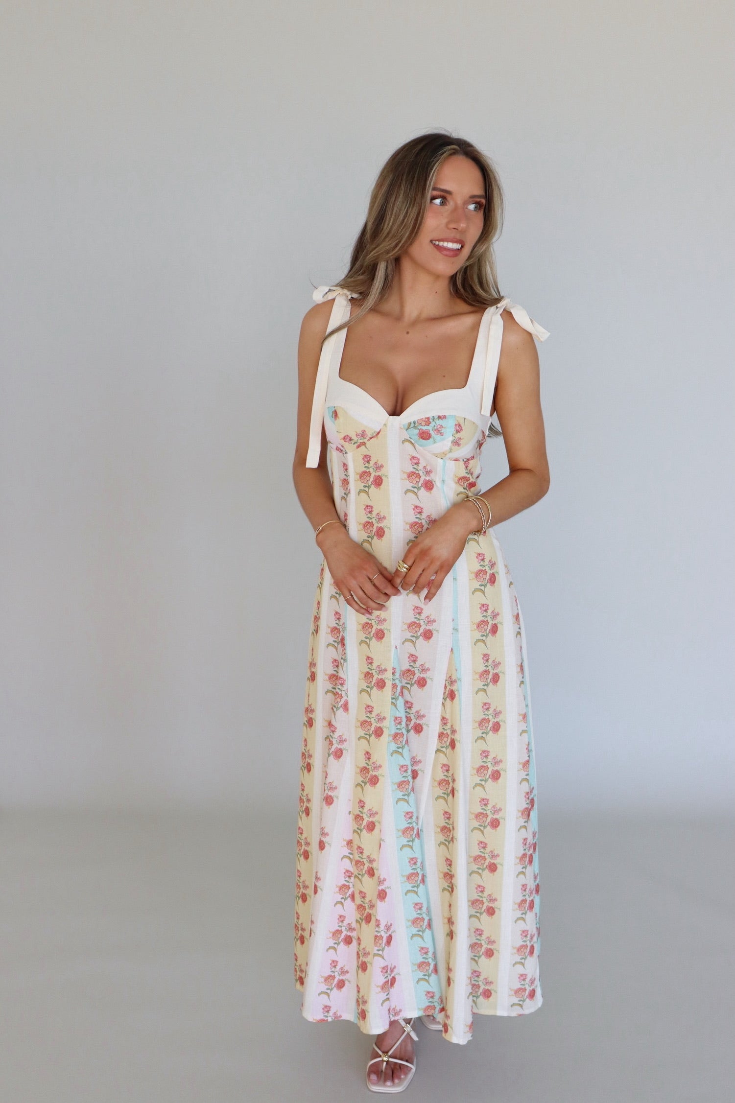 Piper linen Floral Midi Dress