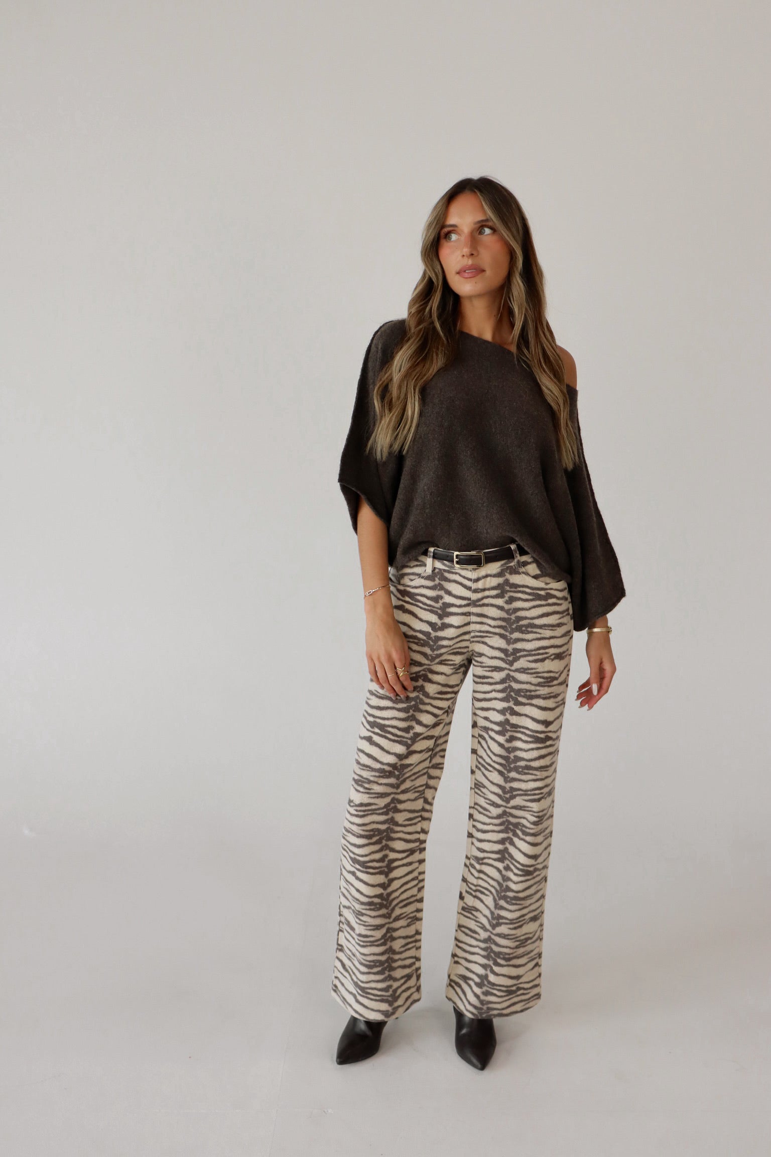 Tiger Print Barrel Jean