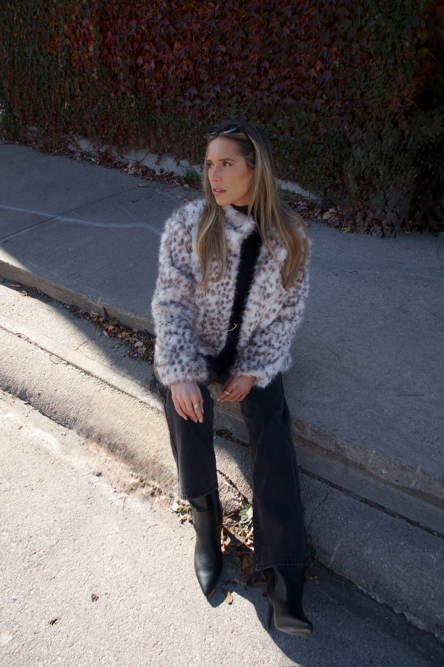 Snow Leopard Faux Fur Jacket