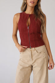 Jovie Burgundy Denim Top